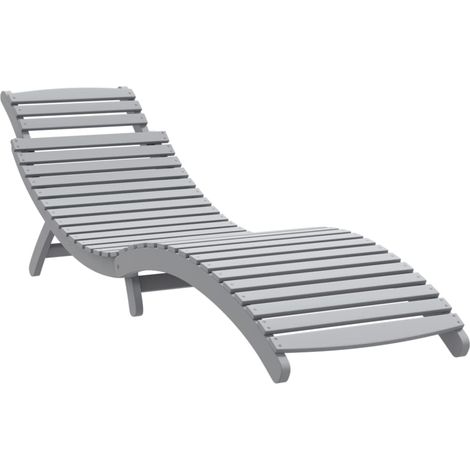 Chaise longue  Transat  Bain de soleil gris 184x55x64 cm bois massif d'acacia (1/5)
