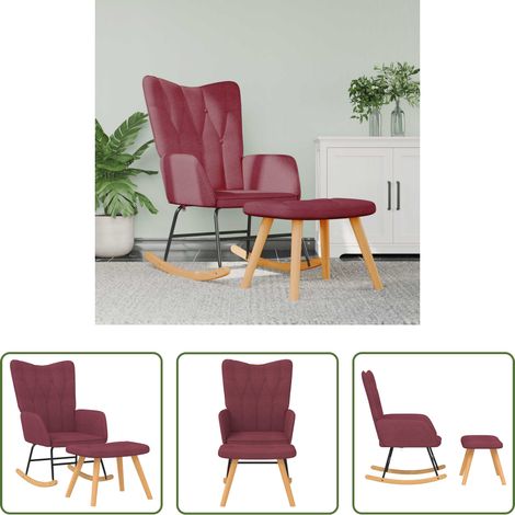 Hocker - Schaukelstuhl mit Hocker Stoff Weinrot (1/5)