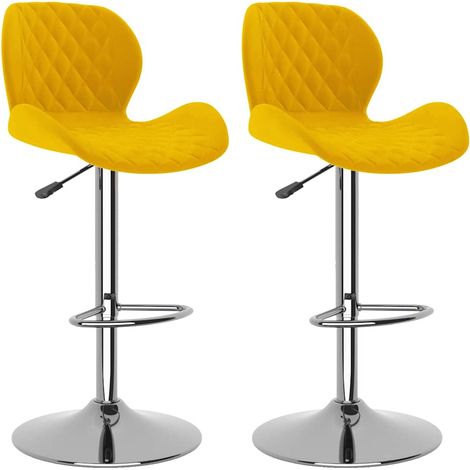 Taburetes de cocina 2 unidades terciopelo amarillo mostaza vidaXL (1/5)