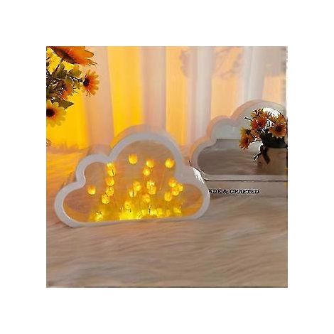 DIY-Tulpen-Nachtlicht, Wolken-Tulpen-Spiegel-Nachtlicht, künstliche Blume fürs Schlafzimmer (A)