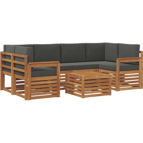 Conjunto de sofás de exterior 7 uds. Natural y Antracita vidaXL (1/5)