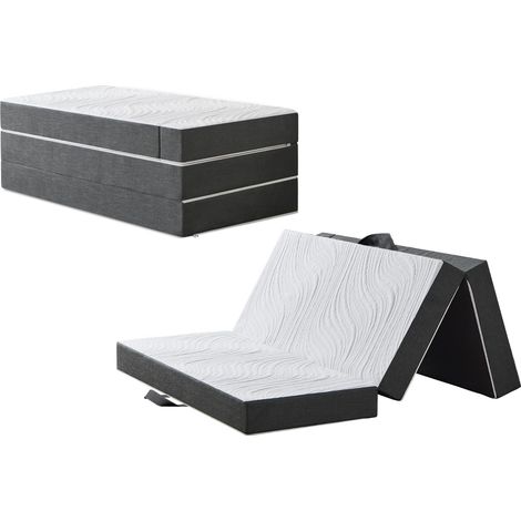 Matelas pliant 4 pièces, 90 x 200 x 15 cm - Matelas d'invité avec housse lavable - Cube disque intervertébral pliable et respirant - Matelas pliable pour adultes, lit d'invité, voyage, camping (1/5)