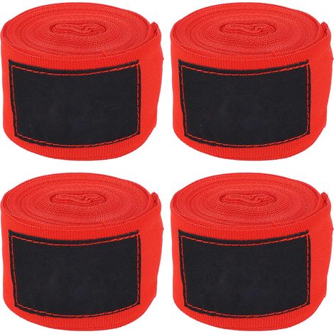 4 bandes de boxe élastiques 5m respirantes pour MMA, hommes et femmes, rouge - lot de 4 (1/5)