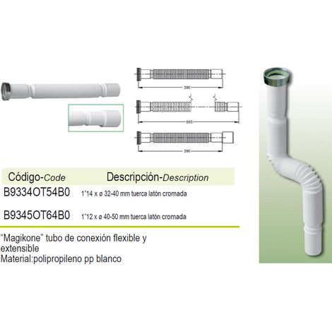 PRHIE flexibler Schlauch 1-1/2x40-50 mit Magikone 35006 Mutter