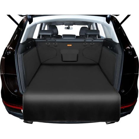 Housse de coffre de voiture – Housse de dossier de siège pour chien – Durable/imperméable/tapis antidérapant/voyage – Universel camion/voiture/SUV (noir)