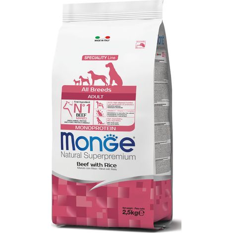 Monge Dog Natural Superpremium Adult All Breed Manzo e Riso - Monge Dog Natural Superpremium Adult All Breed Manzo e Riso - Sacco Da 2,5 Kg