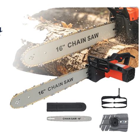 Scie Électrique à Chaîne, 2000W de Puissance, Longueur de Barre de 16 Pouces, Légère à 4,5 kg, Convient pour les Arbres et les Bûches, Idéale pour le Traitement du Bois de Chauffage (1/5)