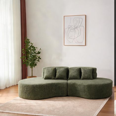 Canapé modulable en tissu chenille vert 310 cm en chenille (1/5)