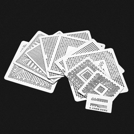 Kit de 130 pochoirs universels BGA pour le rebillage et la réparation, en acier, avec fixation à chaud directe (1/5)