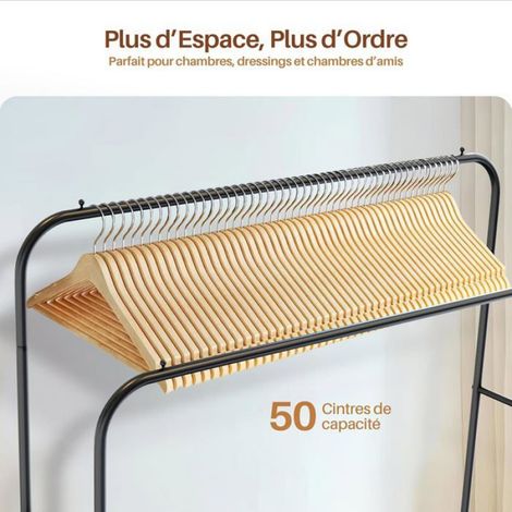 Portant A Vetement En Acier – Jusqu’À 35 Kg – Penderie Avec Double Barre Et Étagère Porte-Chaussures – Pieds Antidérapants (1/5)