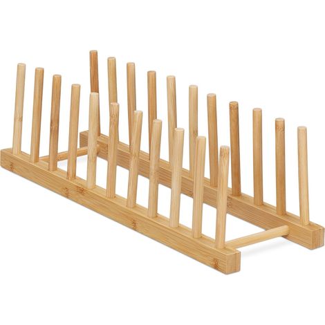 Scolapiatti versatile e compatto per cucina 32 x 25 x 12 cm in bambù naturale 130008447