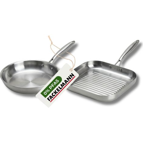 Poêle à Frire 26 cm et Gril 28 cm inox 18/10 Triply Fackelmann Vita3 (1/5)