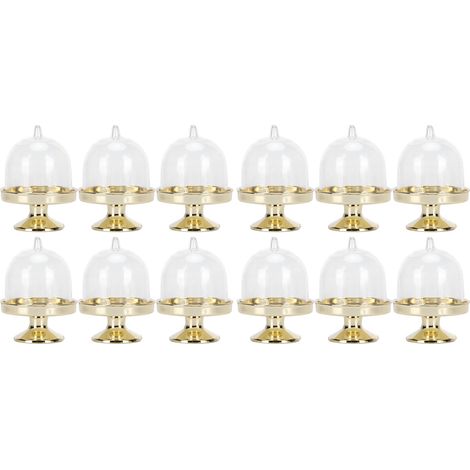 12 Boîtes Mini Présentoirs à Gâteaux avec Couvercle, Assiettes à Cupcakes en Or, Décoration de Fête (1/5)