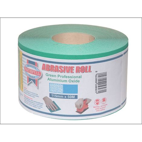 Faithfull Aluminium Oxide Sanding Paper Roll Green 115mm x 50m 80G (1/3)