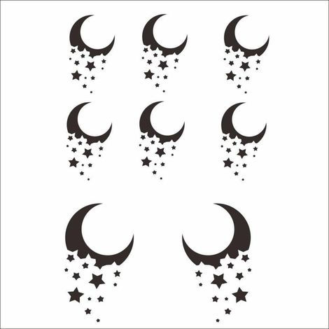 Autoaufkleber Mond mit Sternen, 8 Stück, Schwarz (1/5)