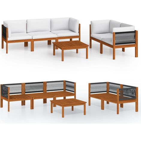Maison Exclusive - 6-tlg. Garten-Lounge-Set mit Kissen Cremefarbe