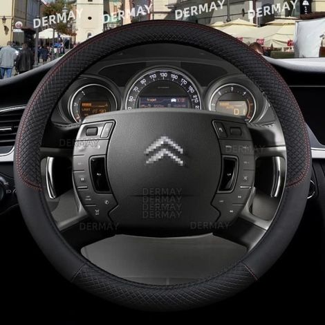 Housse de volant - Citroën - Compatible C1 C2 C3 C4 C5 - Couleur noire - Confort conducteur (1/4)