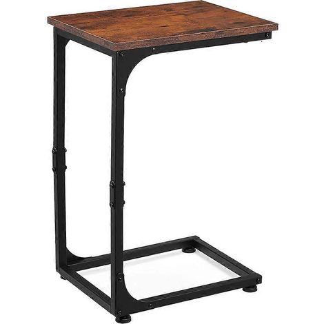 Table d'appoint en forme de C, table de chevet, table basse pour petits espaces, table d'appoint pour canapé, table avec structure en métal pour salon, chambre (1/5)