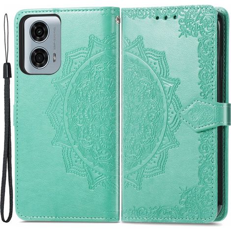 Custodia a libro per Motorola Moto G24 / G24 Power / G04, Mandala, Verde (1/5)