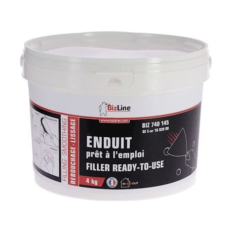 enduit de rebouchage et lissage - standard - seau de 4 kg - bizline 740145