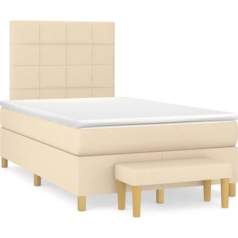 vidaXL Sommier à lattes de lit avec matelas crème 120x190 cm tissu (1/5)