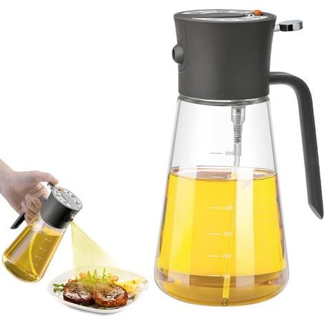 Flacon Pulvérisateur d'huile 600 ml,Distributeur d'huile d'olive,Vaporisateur d'olive Bouteille,Spray Huile pour Cuisine Cuisson BBQ (1/5)