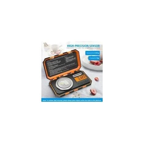 Balance de cuisine numérique de poche, précision 0,001 g, avec étalonnage, capacité de 50 g, pince, fonction tare et affichage. AQUAFORGE