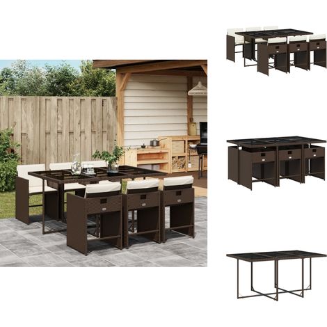 Ensemble à manger de jardin et coussins 7 pcs marron rotin - Meubles De Jardin - Salon De Jardin - Set De Jardin - Table De Jardin - Chaises De Jardin (1/5)