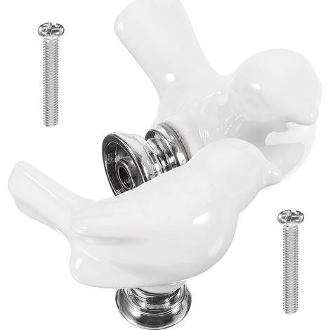 Milisten Lot de 2 boutons tiroir modernes en céramique blanche (1/5)