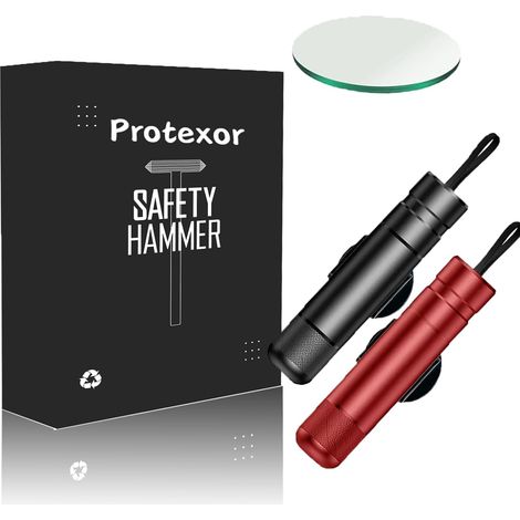 Marteau de sécurité Protexor 2 en 1 (modèle 2025) avec coupe-ceinture et brise-vitre intégré. Idéal pour les situations d'urgence.-AquaForge (1/5)