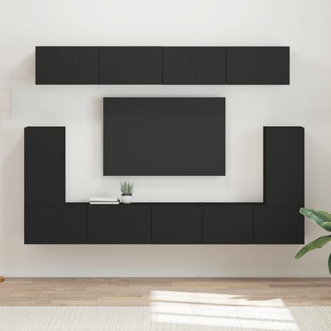 TV-Schrankset Wandmontiert 5 pcs Schwarz Holzwerkstoff (1/5)