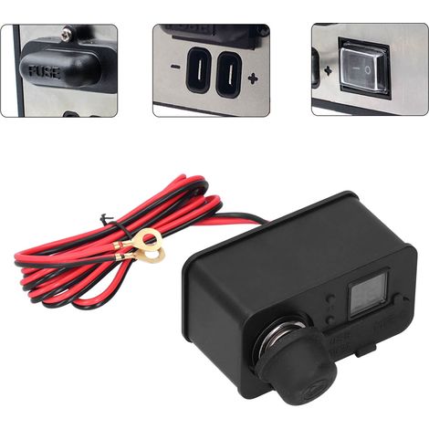 Chargeur allume-cigare moto QC 3.0 à charge rapide 5V 3.0A double USB (noir) avec batterie livrée. (1/5)