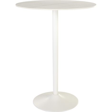 Table haute design ronde en céramique blanche et métal D80 cm MALOU (1/3)