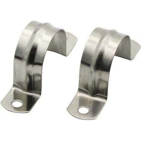 20mm/0.8" 2pcs Collier de Serrage de Tuyau 304 Clips de Tuyau en Acier Inoxydable Sangles de Tuyau en Forme de U Clip de SelleClips de Tension de Sangle de Tube à Deux Trous Collier de Serrage (1/5)