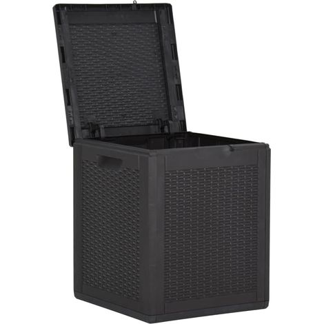 Cassetta portaoggetti per mobili da giardino 90 litri in pp rattan nero 020013052