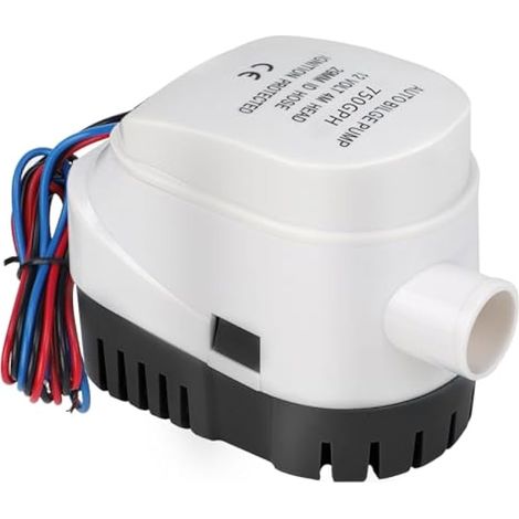 Pompe de cale automatique 12 V, 750 GPH/47 LPM avec interrupteur à flotteur, auto-submersible, marine pour bateaux, étangs, piscines (1/5)