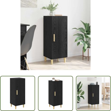 Holzwerkstoff - Sideboard Schwarz Eichen-Optik 34,5 x 34 x 90 cm Holzwerkstoff (1/5)