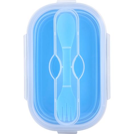 800ml Portable Silicone Folding Lunch Box Bento Boxes Food Container for Outdoor Travel PicnicBlue (1/5)