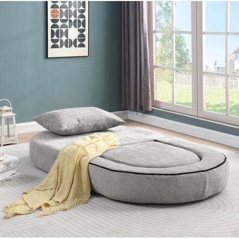 Divano modulare componibile grigio chiaro in ciniglia con seduta ampia e configurazione reversibile (1/5)