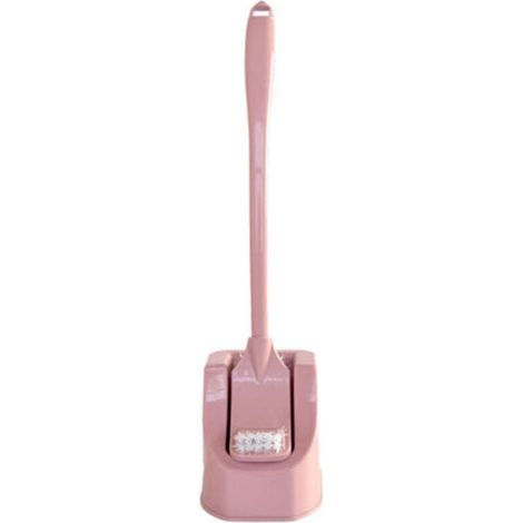 Scopino per WC, secchio per scopino, porta scopino per WC, scopino per WC economico con manico lungo e supporto igienico. (rosa)