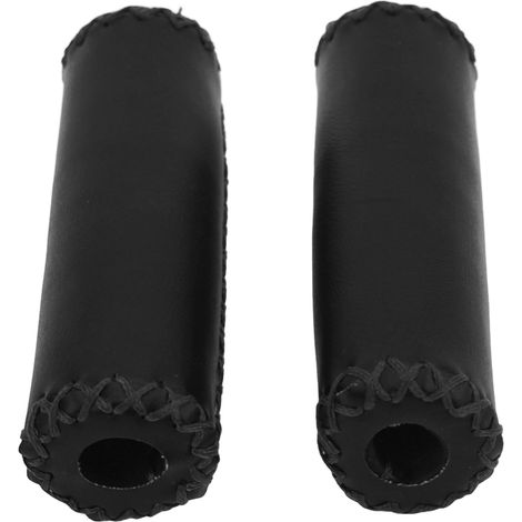 Poignée vélo rétro cuir synthétique, grips universels antidérapants noir pour guidon (1/5)