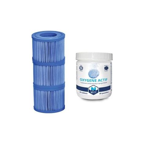 Pack spa : 3 cartouches antibactériennes + 20 pastilles oxygène actif pour une eau pure