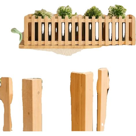Jardin surélevé, bois de pin massif, 200x50x50 cm, design de clôture, assemblage facile, écologique (1/5)