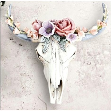 Tête De Taureau En Résine - Sculpture Murale 3D Pour Décoration Intérieure - Style Désertique Sud-Ouest - 1 Pièce (1/5)