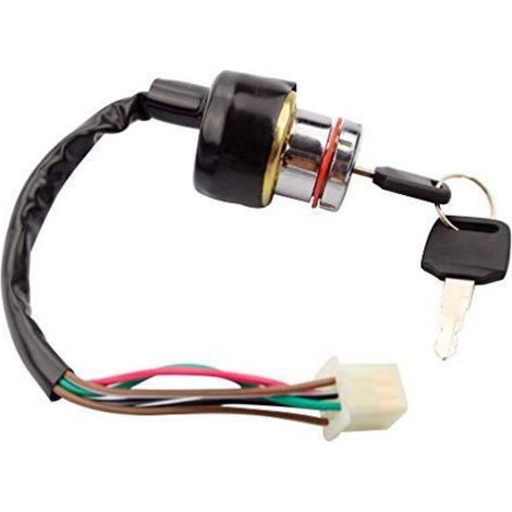 Boîtier robuste en fer, contacteur d'allumage moto 9 trous, 6 fils, verrouillage d'allumage deux positions, compatible avec les mini-motos, les motos tout-terrain et les quads. Clé incluse et concepti (1/5)