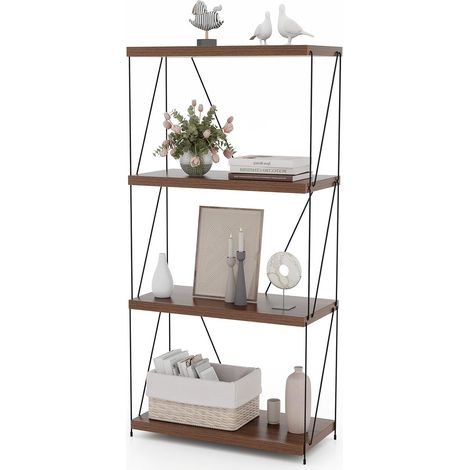 COSTWAY Estantería Industrial de 4 Capas, Librería Estable con Estructura Metálica, Estante de Almacenamianto de Estilo Industrial para Dormitorio, Salón, Oficina (61 x 29,5X 105 cm) (1/5)