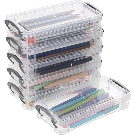 Portalápices grande，caja de almacenamiento para material de oficina，lápices de pintura，herramientas de dibujo (paquete de 6 transparentes) (1/5)