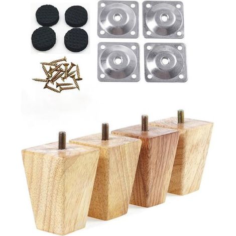 Pieds de meubles, lot de 4, pieds de table en bois avec vis, renforts modernes pour pieds de canapé, tables basses, armoires, meubles TV, bureaux, étagères, etc. (1/5)