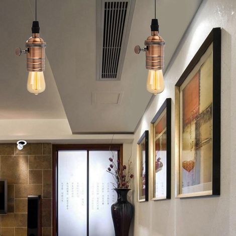 Douille de lampe E27 style rétro avec interrupteur et accessoires pour suspension (1/5)