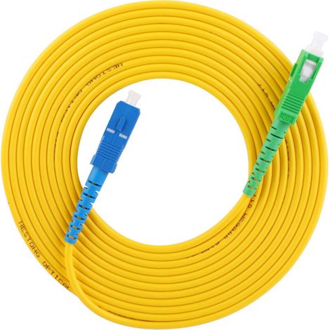 Câble Fibre Optique Monomode 15m, Boîtier PVC Résistant, Connecteurs SC/APC et SC/UPC, Haute Performance (1/5)